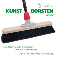 Novaliv Saalbesen 40 cm mit Teleskopstiel Borsten Kunstborsten inkl. Kehrgarnitur verzinkt mit Gummilippe bestehend aus Kehrblech und Handfeger besen fein Werkstattbesen Industriebesen mit Stiel