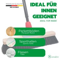 Novaliv Saalbesen 40 cm mit Teleskopstiel Borsten Kunstborsten inkl. Kehrgarnitur verzinkt mit Gummilippe bestehend aus Kehrblech und Handfeger besen fein Werkstattbesen Industriebesen mit Stiel