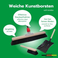 Novaliv Saalbesen Besen mit Stiel 50 cm Borsten Kunstborsten inkl. Kehrgarnitur schwarz bestehend aus Kehrblech und Handfeger besen fein Werkstattbesen Hallenbesen mit Stiel Industriebesen