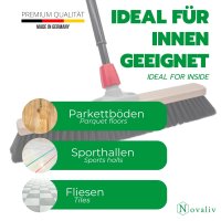 Novaliv Saalbesen 50 cm mit Teleskopstiel Borsten Kunstborsten inkl. Kehrgarnitur verzinkt mit Gummilippe bestehend aus Kehrblech und Handfeger besen fein Werkstattbesen Industriebesen mit Stiel