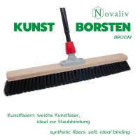Novaliv Großer Besen 60 cm mit Teleskopstiel Kunstborsten Saalbesen inkl. Kehrgarnitur verzinkt bestehend aus Kehrblech und Handfeger besen fein Werkstattbesen Hallenbesen Hausbesen mit Stiel