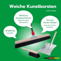 Novaliv Großer Besen 60 cm mit Teleskopstiel Kunstborsten Saalbesen inkl. Kehrgarnitur verzinkt bestehend aus Kehrblech und Handfeger besen fein Werkstattbesen Hallenbesen Hausbesen mit Stiel