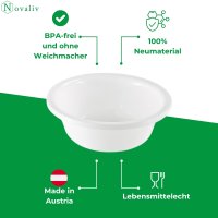 Novaliv Spülschüssel Rund 3,3L, D28 cm, Weiß, BPA-frei & Spülmaschinenfest – Ideal für Küche und Camping, Rundschüssel, Runde Plastikschüssel, Waschschüssel, Kunststoffschüssel, Plastic bowl