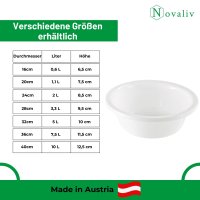 Novaliv Spülschüssel Rund 3,3L, D28 cm, Weiß, BPA-frei & Spülmaschinenfest – Ideal für Küche und Camping, Rundschüssel, Runde Plastikschüssel, Waschschüssel, Kunststoffschüssel, Plastic bowl