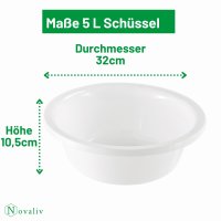 Novaliv Spülschüssel Rund 5L, D32 cm, Weiß, BPA-frei & Spülmaschinenfest – Ideal für Küche und Camping, Rundschüssel, Runde Plastikschüssel, Waschschüssel, Kunststoffschüssel, Plastic bowl