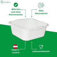 Novaliv Spülschüssel eckig 14L, 38x38 cm, Weiß, BPA-frei & Spülmaschinenfest – Ideal für Küche und Camping, Wanne, Große Plastikschüssel, Waschschüssel eckig, Waschwanne, Abwaschschüssel