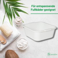 Novaliv Spülschüssel eckig 14L, 38x38 cm, Weiß, BPA-frei & Spülmaschinenfest – Ideal für Küche und Camping, Wanne, Große Plastikschüssel, Waschschüssel eckig, Waschwanne, Abwaschschüssel
