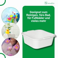 Novaliv Spülschüssel eckig 14L, 38x38 cm, Weiß, BPA-frei & Spülmaschinenfest – Ideal für Küche und Camping, Wanne, Große Plastikschüssel, Waschschüssel eckig, Waschwanne, Abwaschschüssel
