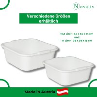 Novaliv Spülschüssel eckig 14L, 38x38 cm, Weiß, BPA-frei & Spülmaschinenfest – Ideal für Küche und Camping, Wanne, Große Plastikschüssel, Waschschüssel eckig, Waschwanne, Abwaschschüssel