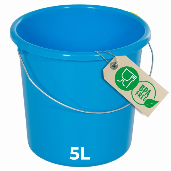 Novaliv Eimer 5L Blau mit Maßeinteilung - Putzeimer 5 Liter ⌀ 22,5 cm Praktischer Allrounder mit Skala für Haushalt & Garten ideal als Haushaltseimer, Wassereimer, Wischeimer, Bucket