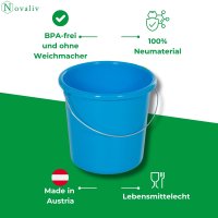 Novaliv Eimer 5L Blau mit Maßeinteilung - Putzeimer 5 Liter ⌀ 22,5 cm Praktischer Allrounder mit Skala für Haushalt & Garten ideal als Haushaltseimer, Wassereimer, Wischeimer, Bucket