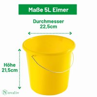Novaliv Eimer 5L Gelb mit Maßeinteilung - Putzeimer...