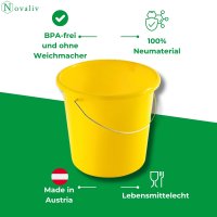 Novaliv Eimer 5L Gelb mit Maßeinteilung - Putzeimer 5 Liter ⌀ 22,5 cm Praktischer Allrounder mit Skala für Haushalt & Garten ideal als Haushaltseimer, Wassereimer, Wischeimer, Bucket