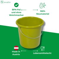 Novaliv Eimer 5L Grün mit Maßeinteilung - Putzeimer 5 Liter ⌀ 22,5 cm Praktischer Allrounder mit Skala für Haushalt & Garten ideal als Haushaltseimer, Wassereimer, Wischeimer, Bucket