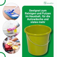 Novaliv Eimer 5L Grün mit Maßeinteilung - Putzeimer 5 Liter ⌀ 22,5 cm Praktischer Allrounder mit Skala für Haushalt & Garten ideal als Haushaltseimer, Wassereimer, Wischeimer, Bucket