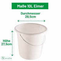 Novaliv Eimer 10L Weiß mit Maßeinteilung -...