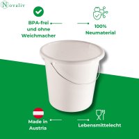 Novaliv Eimer 10L Weiß mit Maßeinteilung - Putzeimer 10 Liter ⌀ 28,5 cm Praktischer Allrounder mit Skala für Haushalt & Garten ideal als Haushaltseimer, Wassereimer, Wischeimer, Bucket