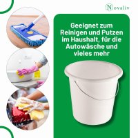 Novaliv Eimer 10L Weiß mit Maßeinteilung - Putzeimer 10 Liter ⌀ 28,5 cm Praktischer Allrounder mit Skala für Haushalt & Garten ideal als Haushaltseimer, Wassereimer, Wischeimer, Bucket
