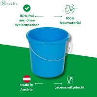 Novaliv Eimer 10L Blau mit Maßeinteilung - Putzeimer 10 Liter ⌀ 28,5 cm Praktischer Allrounder mit Skala für Haushalt & Garten ideal als Haushaltseimer, Wassereimer, Wischeimer, Bucket