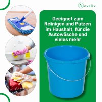Novaliv Eimer 10L Blau mit Maßeinteilung - Putzeimer 10 Liter ⌀ 28,5 cm Praktischer Allrounder mit Skala für Haushalt & Garten ideal als Haushaltseimer, Wassereimer, Wischeimer, Bucket