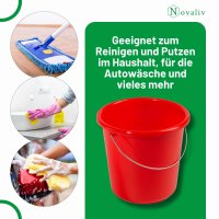 Novaliv Eimer 10L Rot mit Maßeinteilung - Putzeimer 10 Liter ⌀ 28,5 cm Praktischer Allrounder mit Skala für Haushalt & Garten ideal als Haushaltseimer, Wassereimer, Wischeimer, Bucket