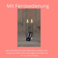 Sparset Stabkerzen LED mit Timer Klein+Groß TAUPE GRAU 4 Stück indoor - 6 Stunden ECHTWACHS 18cm+23cm Höhe für Kerzen 2,2cm Durchmesser 2 AAA Batterien notwendig LED Stabkerzen flackernde Flamme