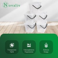 Novaliv Waschmittelbox mit Deckel 4 Liter Transparent und Dosierlöffel 23,5 x 18 x 18,5 cm Box Waschpulver Aufbewahrungsbox mit Henkel Waschmittel Aufbewahrung Waschmittelbehälter Waschpulverbehälter