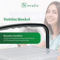 Novaliv Waschmittelbox mit Deckel 4 Liter Transparent und Dosierlöffel 23,5 x 18 x 18,5 cm Box Waschpulver Aufbewahrungsbox mit Henkel Waschmittel Aufbewahrung Waschmittelbehälter Waschpulverbehälter