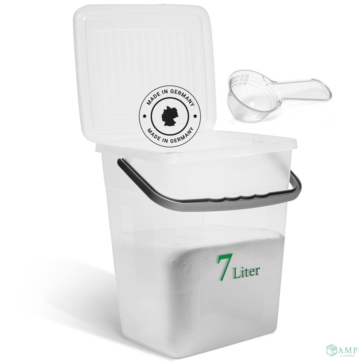 Novaliv Waschmittelbox: 7L Behälter + Dosierlöffel, Transparent