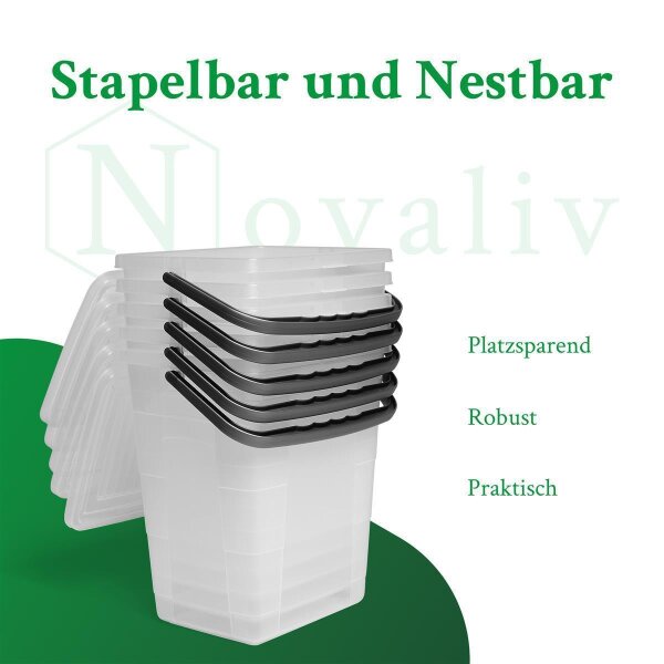 Novaliv Waschmittelbox: 7L Behälter + Dosierlöffel, Transparent
