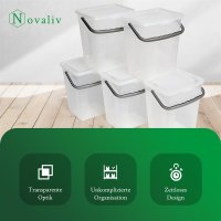 Novaliv Waschmittelbox mit Deckel 7 Liter Transparent und Dosierlöffel 23,5 x 18 x 26,5 cm Waschpulver Aufbewahrungsbox mit Henkel Waschmittel Aufbewahrung Waschmittelbehälter Waschpulverbehälter