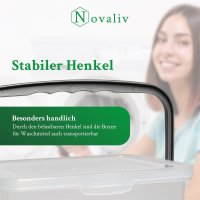 Novaliv Waschmittelbox mit Deckel 7 Liter Transparent und Dosierlöffel 23,5 x 18 x 26,5 cm Waschpulver Aufbewahrungsbox mit Henkel Waschmittel Aufbewahrung Waschmittelbehälter Waschpulverbehälter