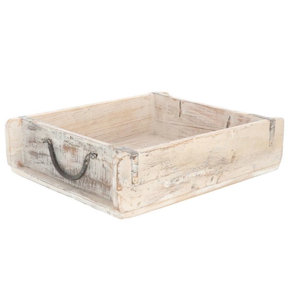 Novaliv Holzkiste Vintage Weiß 30 x 25 x 8 cm Alte Ziegelform Holz Groß Allzweckkiste aus recyceltem Altholz Jede Form EIN Unikat – Vintage Kiste Deko