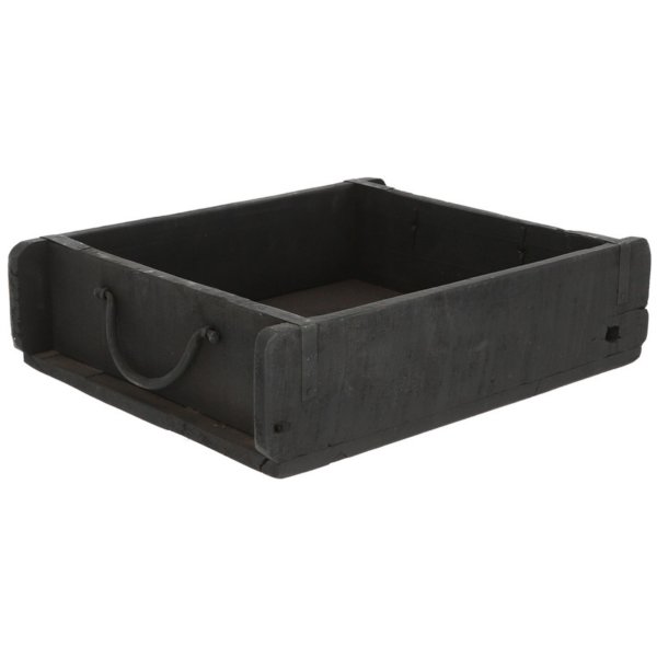 Novaliv Holzkiste Vintage Schwarz 30 x 25 x 8 cm Alte Ziegelform Holz Groß Allzweckkiste aus recyceltem Altholz Jede Form EIN Unikat – Vintage Kiste Deko