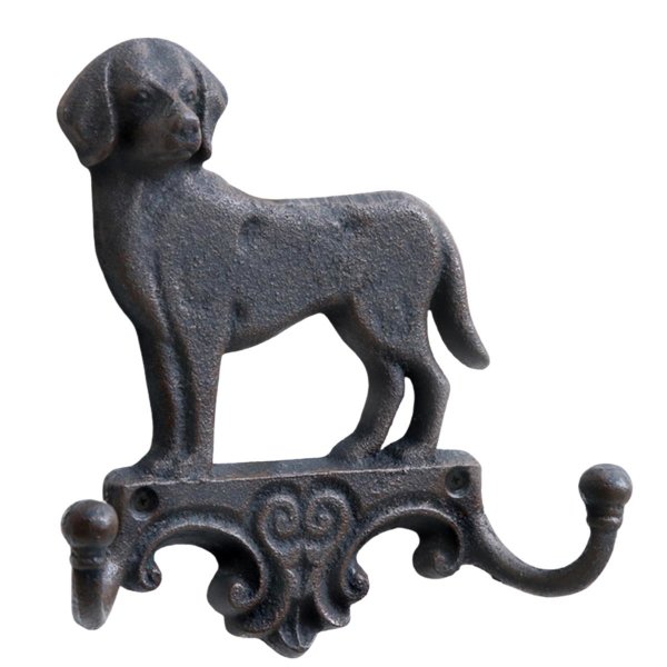 Novaliv Gusseiserne Haken Hund mit 2 Haken 16,5x4x16 cm einfache Montage stabil sicher ideal für Wand- und Decken-Dekoration Garderobe Vintage Stil robust langlebig und elegant perfekte Dekoration
