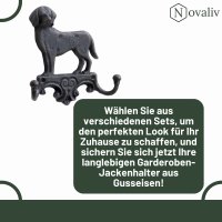 Novaliv Gusseiserne Haken Hund mit 2 Haken 16,5x4x16 cm einfache Montage stabil sicher ideal für Wand- und Decken-Dekoration Garderobe Vintage Stil robust langlebig und elegant perfekte Dekoration