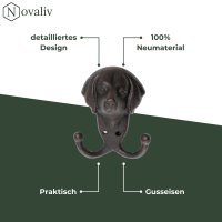 Novaliv Gusseiserne Haken Hundekopf 10x6x12,5 cm einfache Montage stabil sicher ideal für Wand- und Decken-Dekoration Garderobe Vintage Stil robust langlebig und elegant perfekte Dekoration