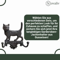 Novaliv Gusseiserne Haken Katze mit 2 Haken 16,5x4x16 cm einfache Montage stabil sicher ideal für Wand- und Decken-Dekoration Garderobe Vintage Stil robust langlebig und elegant perfekte Dekoration