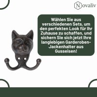 Novaliv Gusseiserne Haken Katzenkopff 10x6x12,5 cm einfache Montage stabil sicher ideal für Wand- und Decken-Dekoration Garderobe Vintage Stil robust langlebig und elegant perfekte Dekoration