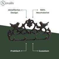 Novaliv Gusseiserne Haken Vögel mit 4 Haken 31,5x14x3 cm einfache Montage stabil sicher ideal für Wand- und Decken-Dekoration Garderobe Vintage Stil robust langlebig und elegant perfekte Dekoration