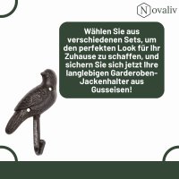 Novaliv Gusseiserne Haken Vogel 4,7x3,2x14 cm einfache Montage stabil sicher ideal für Wand- und Decken-Dekoration Garderobe Vintage Stil robust langlebig und elegant perfekte Dekoration