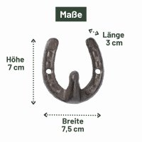 Novaliv Gusseiserne Haken Hufeisen 7x7,5x3 cm einfache Montage stabil sicher ideal für Wand- und Decken-Dekoration Garderobe Vintage Stil robust langlebig und elegant perfekte Dekoration
