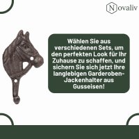 Novaliv Gusseiserne Haken Pferdekopf 13x7x4 cm einfache Montage stabil sicher ideal für Wand- und Decken-Dekoration Garderobe Vintage Stil robust langlebig und elegant perfekte Dekoration
