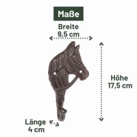 Novaliv Gusseiserne Haken Pferdekopf 17,5x9,5x4 cm einfache Montage stabil sicher ideal für Wand- und Decken-Dekoration Garderobe Vintage Stil robust langlebig und elegant perfekte Dekoration