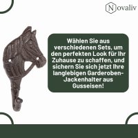 Novaliv Gusseiserne Haken Pferdekopf 17,5x9,5x4 cm einfache Montage stabil sicher ideal für Wand- und Decken-Dekoration Garderobe Vintage Stil robust langlebig und elegant perfekte Dekoration