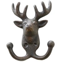 Novaliv Gusseiserne Haken Hirschkopf mit 2 Haken...