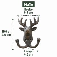 Novaliv Gusseiserne Haken Hirschkopf mit 2 Haken...