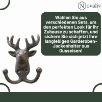 Novaliv Gusseiserne Haken Hirschkopf mit 2 Haken 12,5x9,5x4,5 cm einfache Montage stabil sicher ideal für Wand- und Decken-Dekoration Garderobe Vintage Stil robust langlebig und elegant Dekoration
