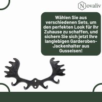 Novaliv Gusseiserne Haken Elch-Geweih mit 4 Haken 21x12x3 cm einfache Montage stabil sicher ideal für Wand- und Decken-Dekoration Garderobe Vintage Stil robust langlebig und elegant Dekoration