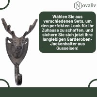 Novaliv Gusseiserne Haken Hirschkopf 11,5x5,5x4 cm einfache Montage stabil sicher ideal für Wand- und Decken-Dekoration Garderobe Vintage Stil robust langlebig und elegant Dekoration Wandhaken